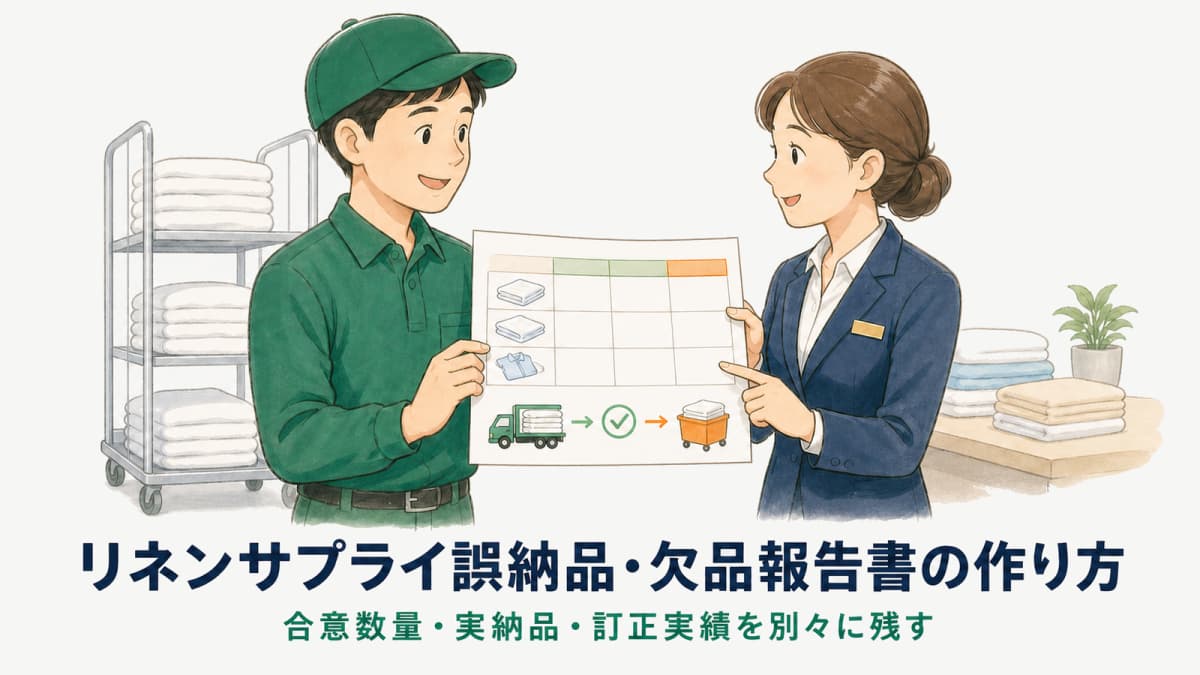 リネンサプライ誤納品・欠品報告書の作り方|初動と再発防止【2026年版】
